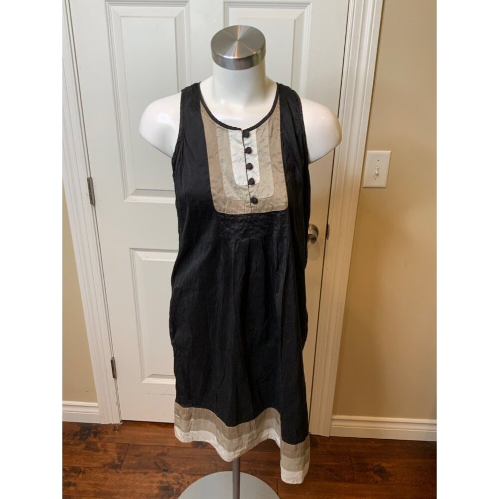 Calypso St. Barth Black & Gray 100% Silk Sleeveless Dress, Size Medium